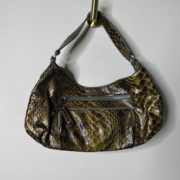 Cole Haan Snake Embossed Patent Leather Shoulder Bag EUC - Picture 1 of 7